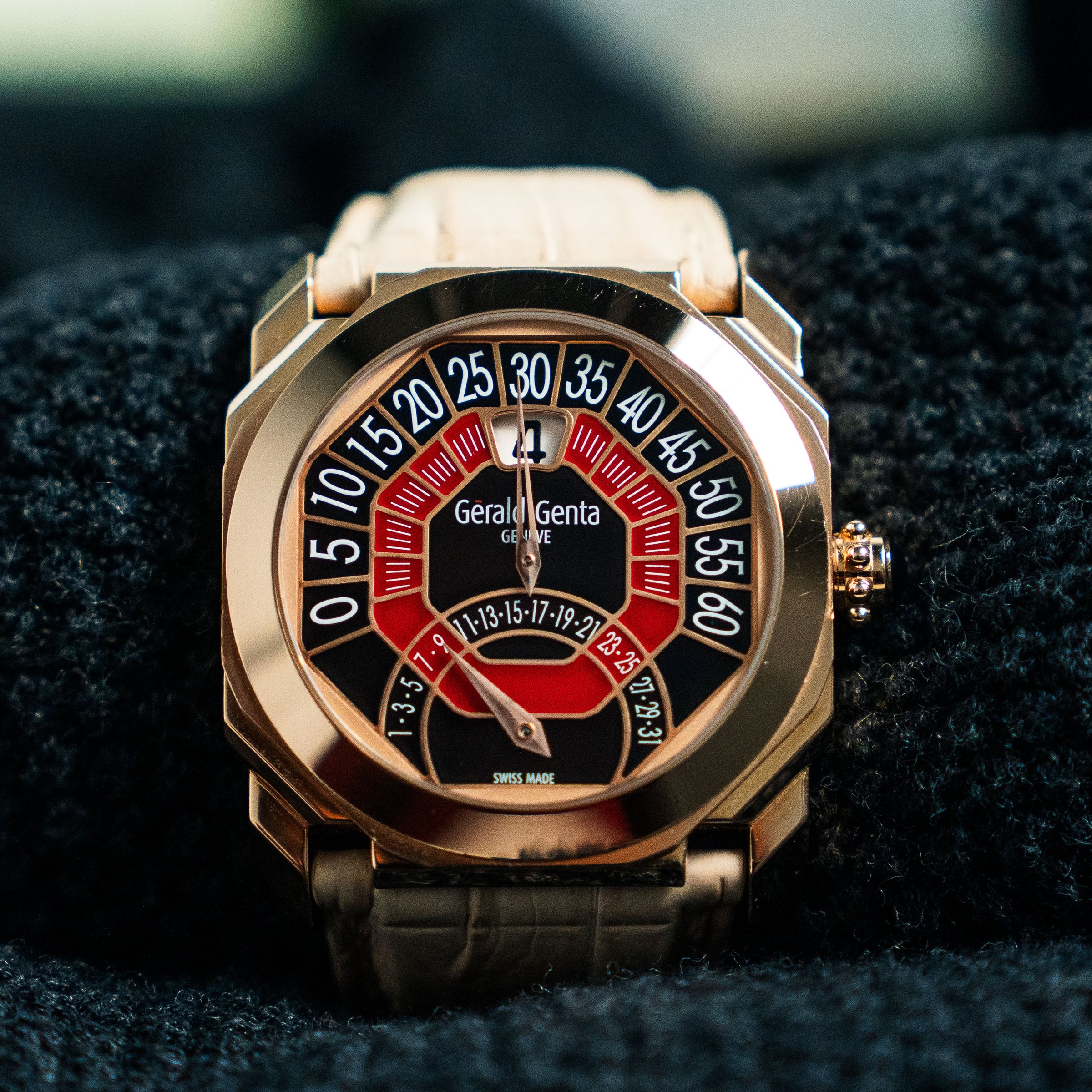 GERALD GENTA OCTO BI-RETRO – 44MM PINK GOLD BLACK & RED – REF. OBR.Y.50