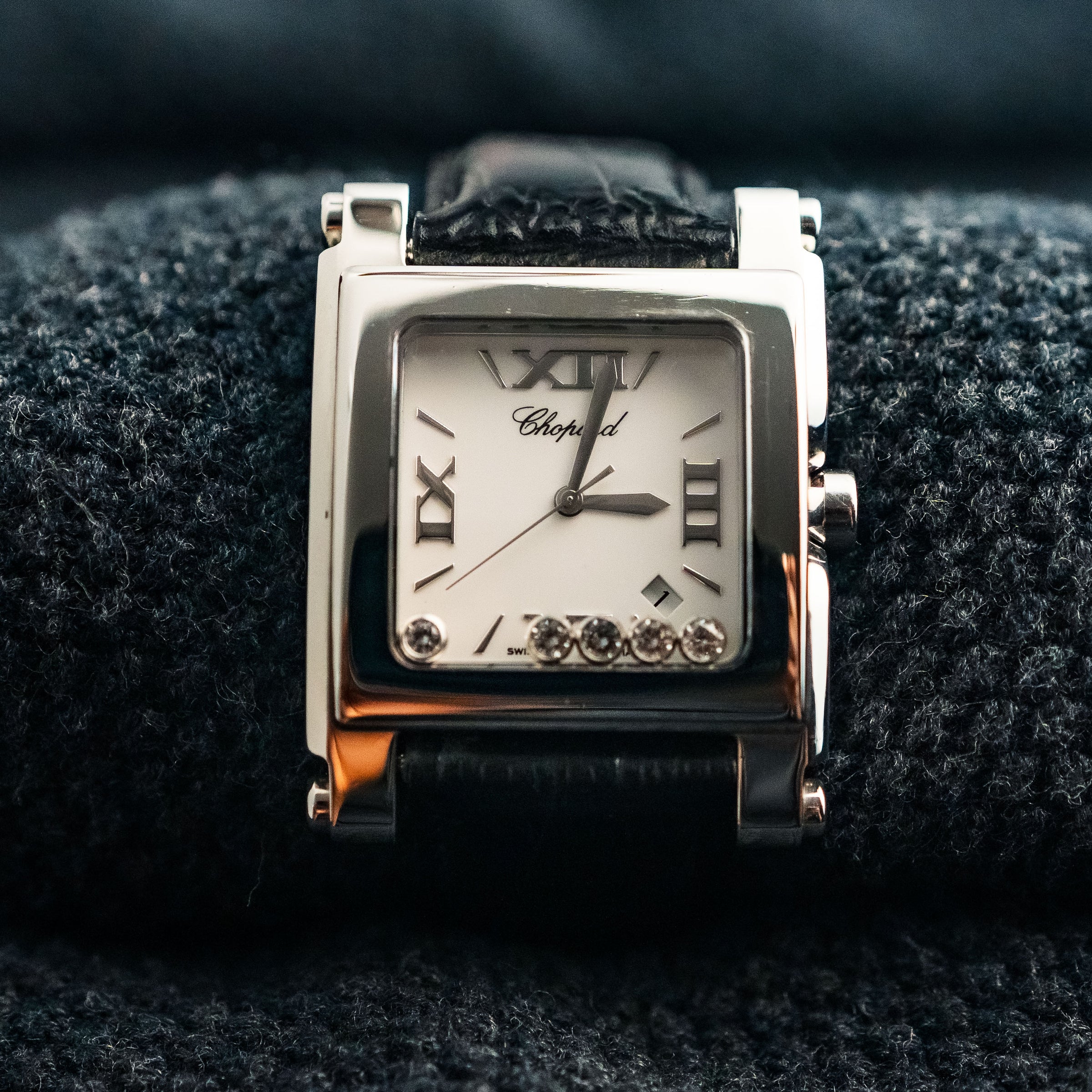 CHOPARD HAPPY SPORT 35MM WHITE DIAL QUARTZ 5 MOBILES DIAMONDS