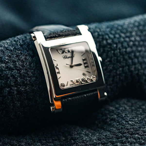 CHOPARD HAPPY SPORT 35MM WHITE DIAL QUARTZ 5 MOBILES DIAMONDS