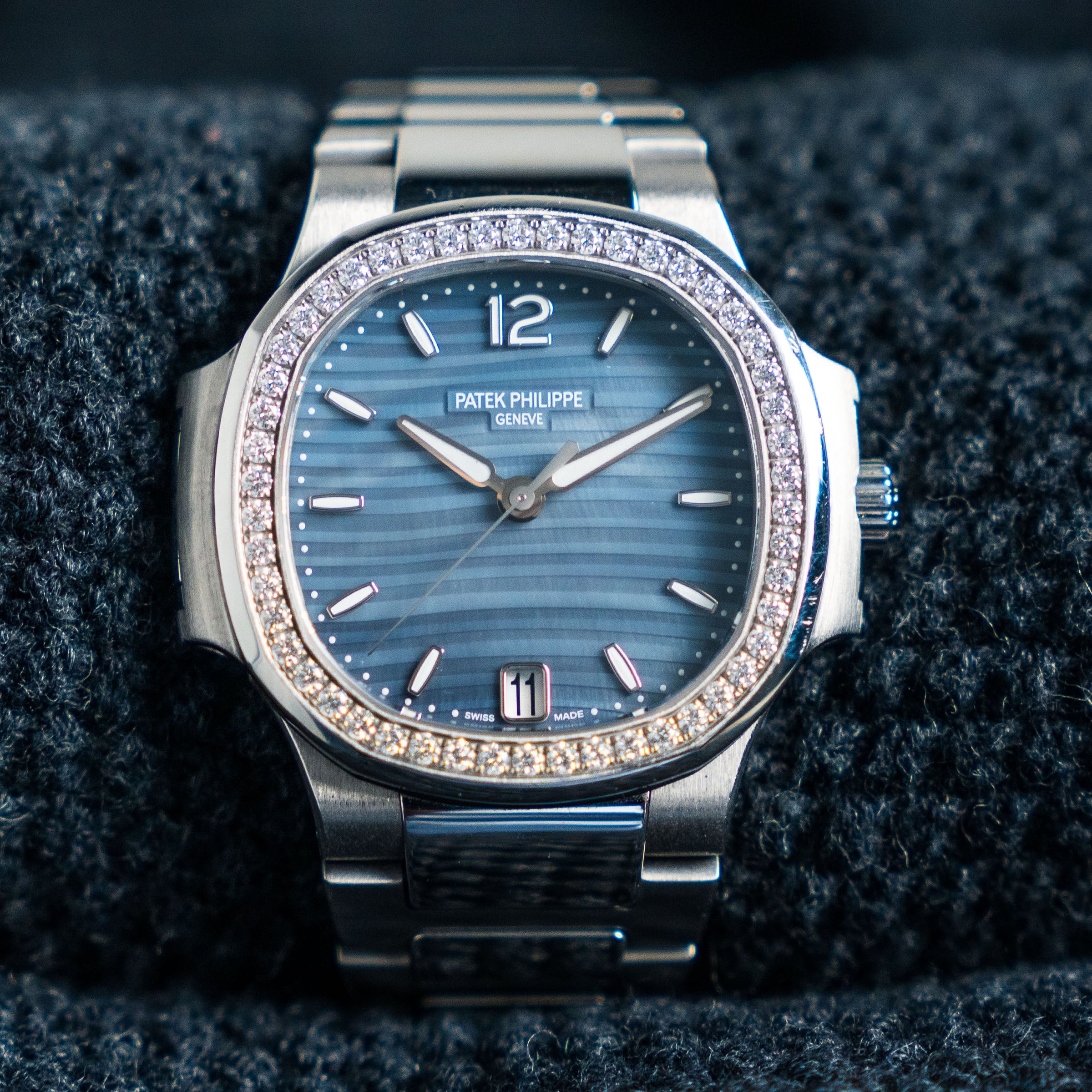 PATEK PHILIPPE NAUTILUS 7018/1A-010 STAINLESS STEEL BLUE DIAL DIAMONDS