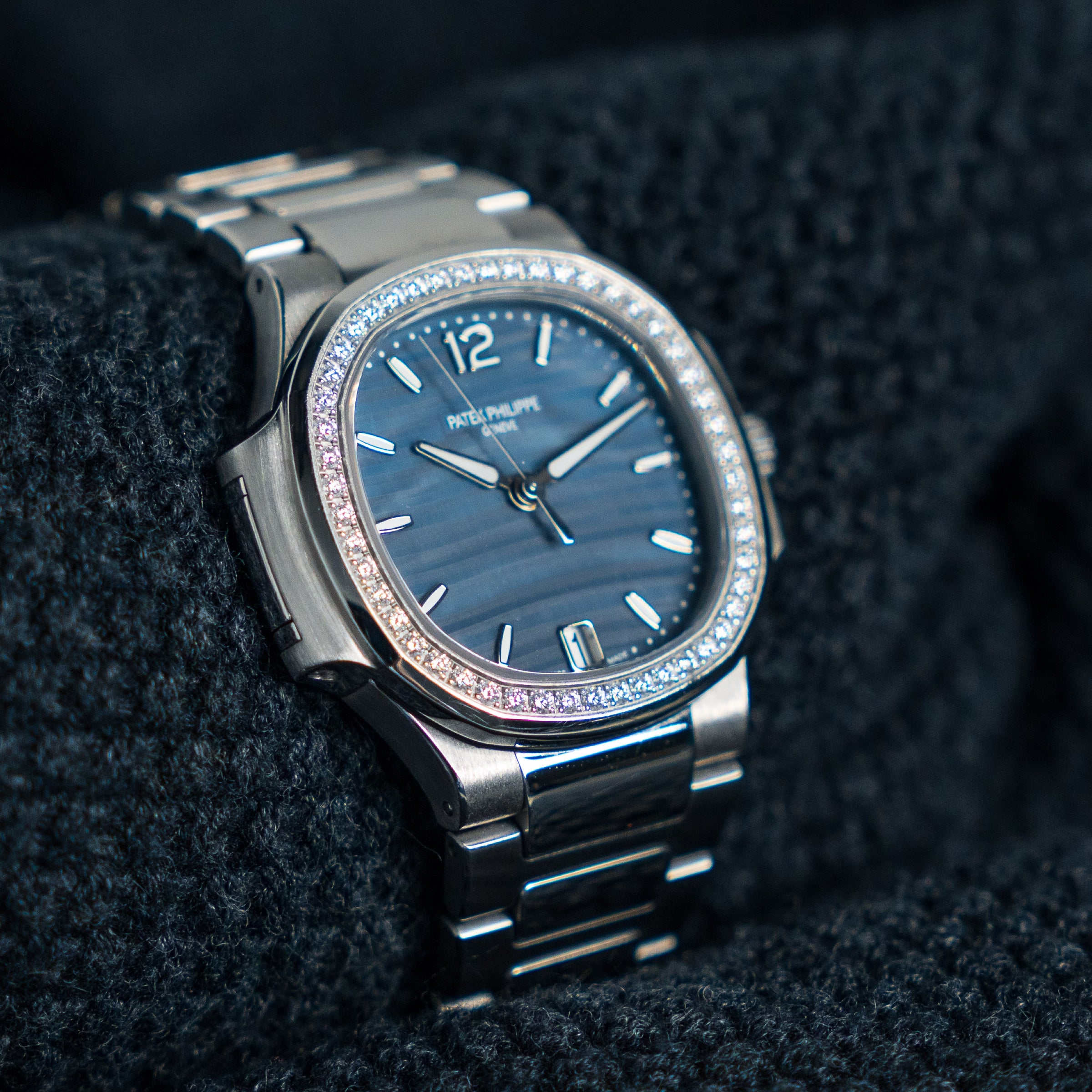 PATEK PHILIPPE NAUTILUS 7018/1A-010 STAINLESS STEEL BLUE DIAL DIAMONDS