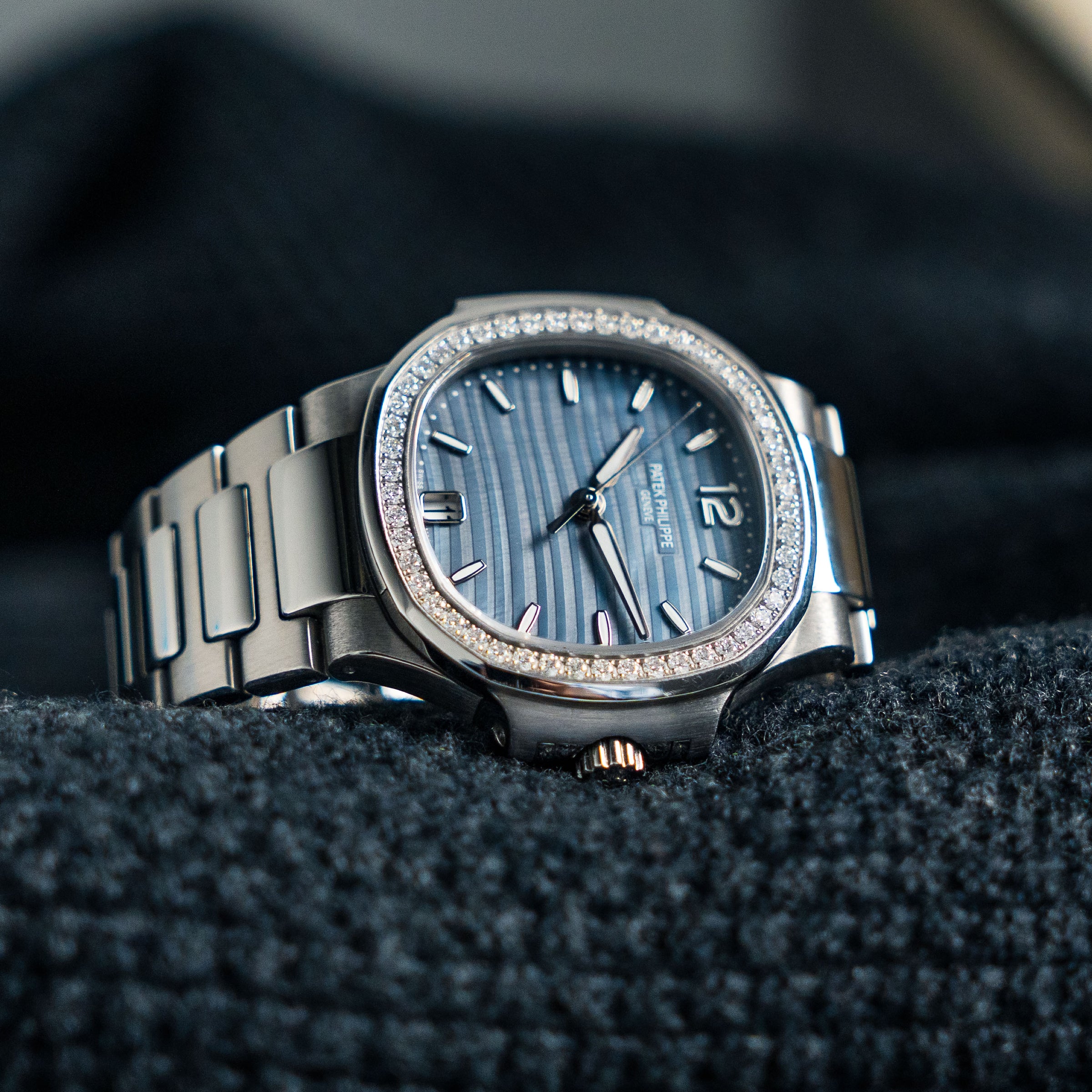 PATEK PHILIPPE NAUTILUS 7018/1A-010 STAINLESS STEEL BLUE DIAL DIAMONDS