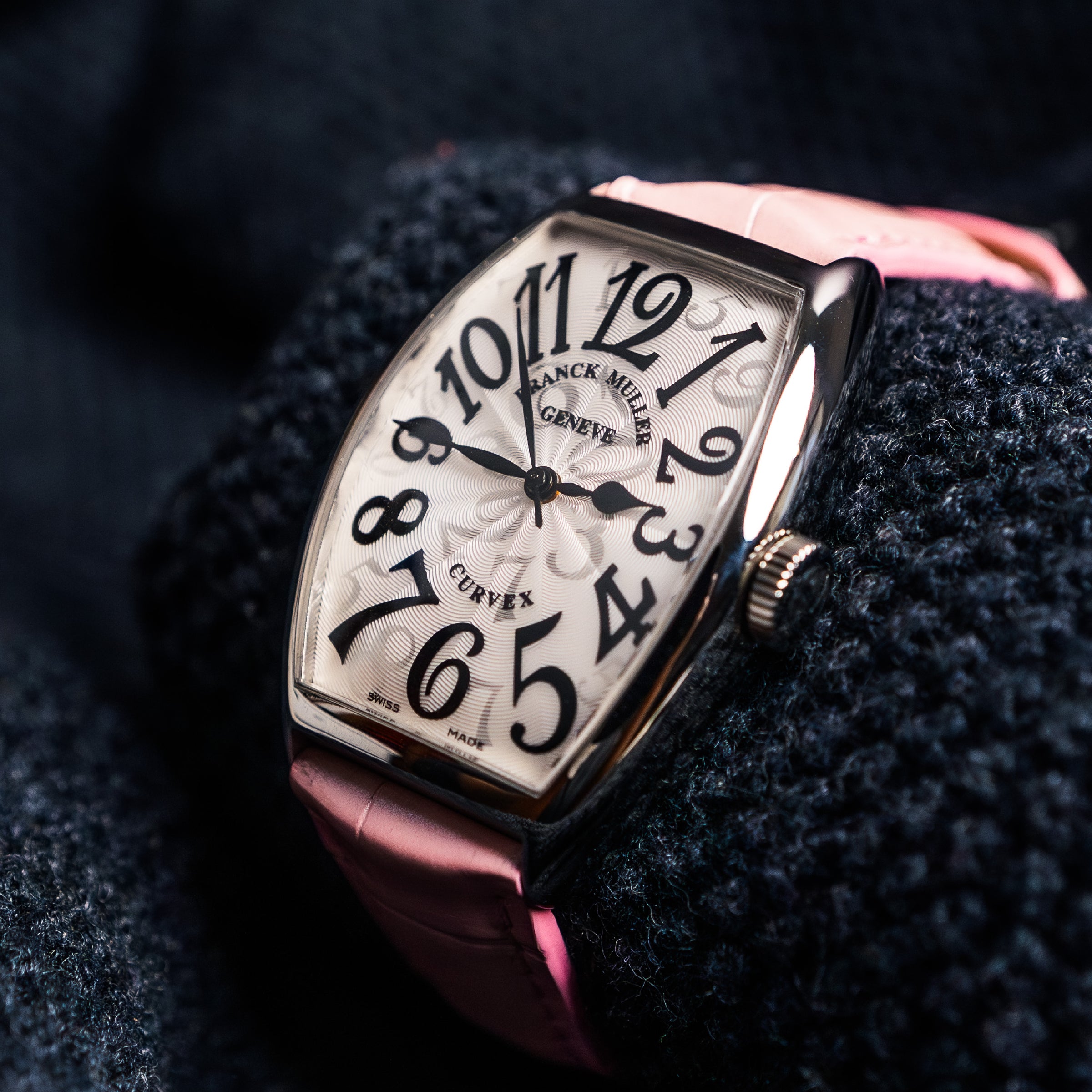 FRANCK MULLER CINTRÉE CURVEX 32MM SILVER DIAL LEATHER STRAP (5850 SC HO)