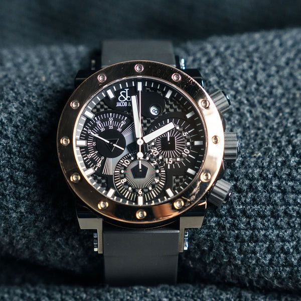 Jacob & Co. Epic II Chronograph – 46.4mm Rose Gold & Black – Ref. E2-PRGBCB