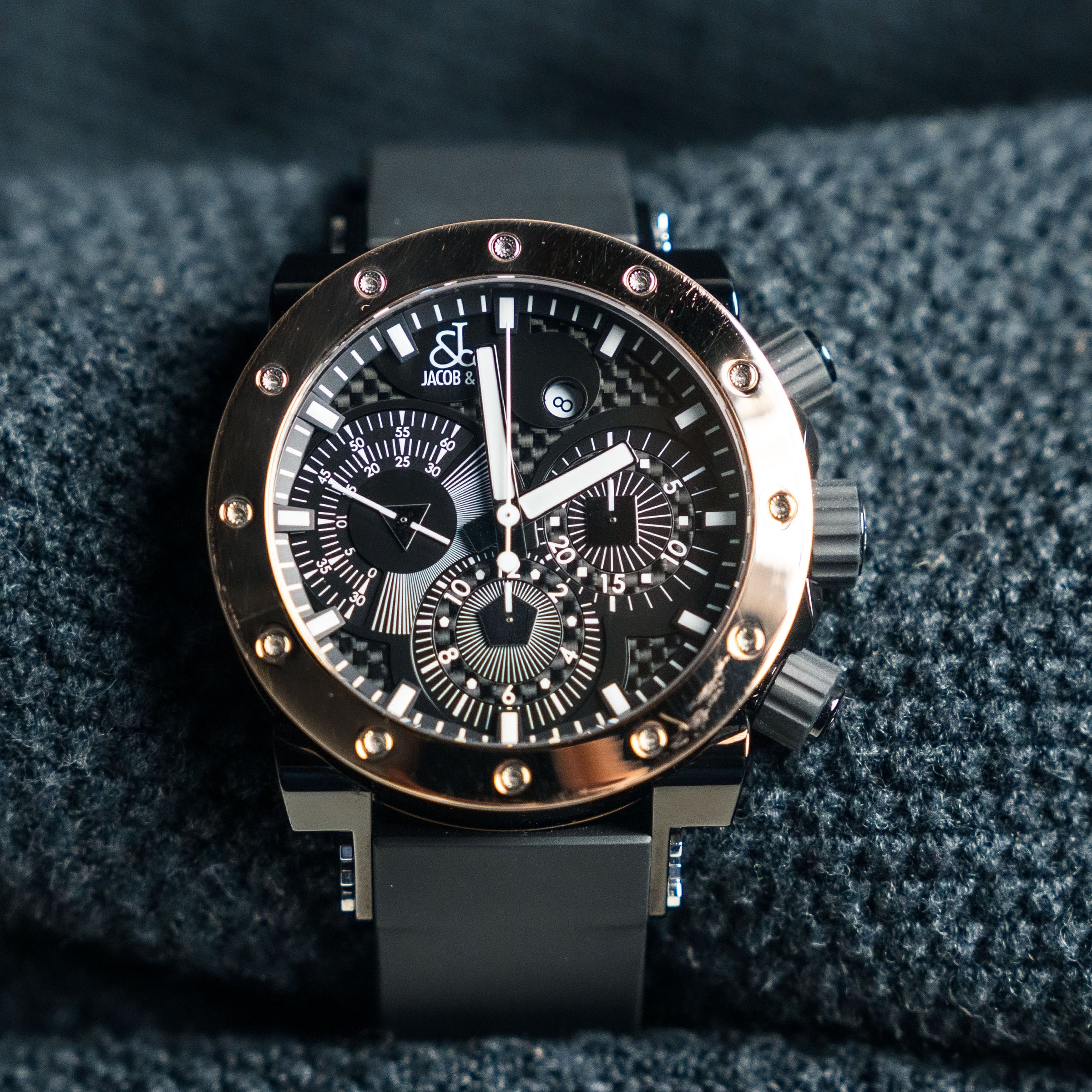 Jacob & Co. Epic II Chronograph – 46.4mm Rose Gold & Black – Ref. E2-PRGBCB