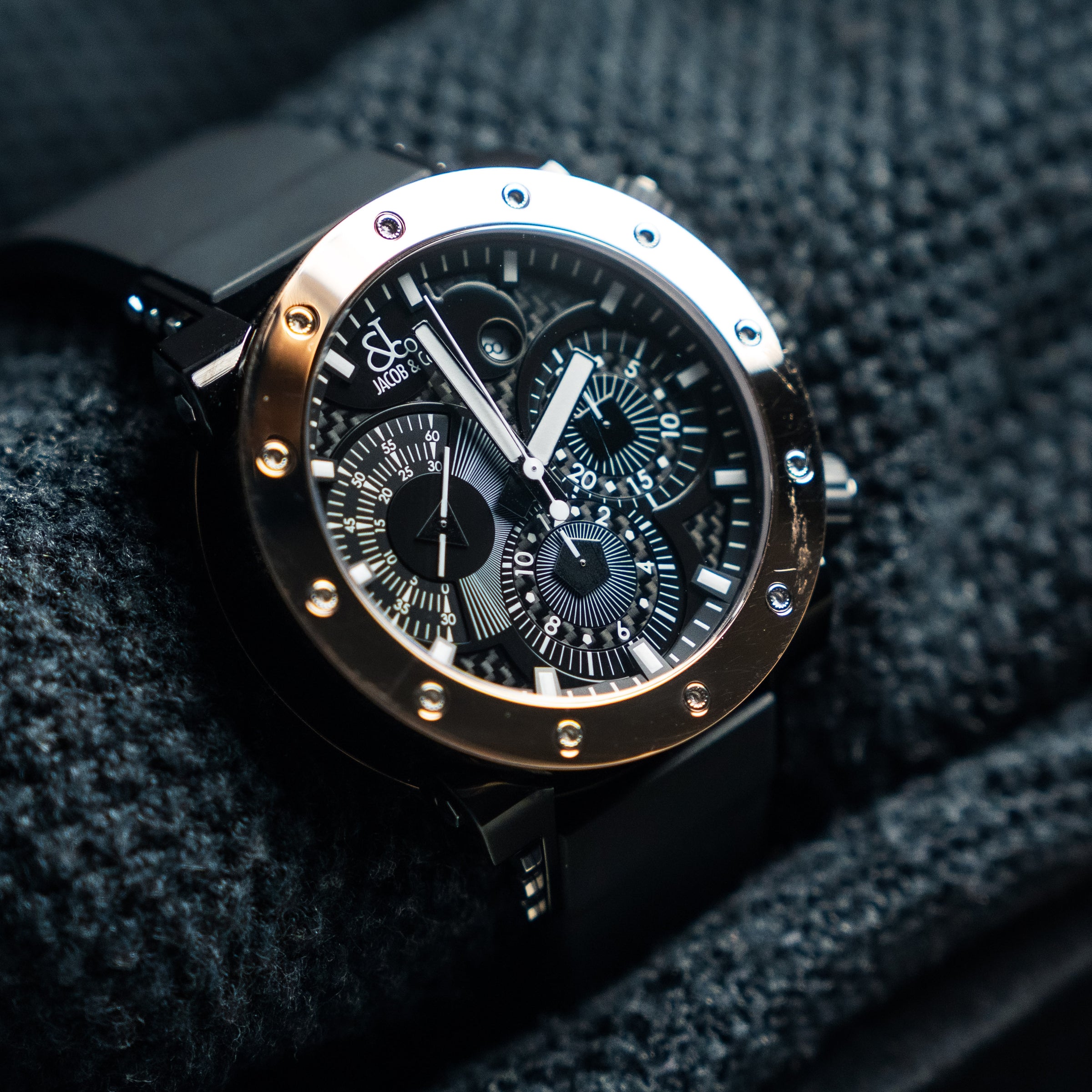 Jacob & Co. Epic II Chronograph – 46.4mm Rose Gold & Black – Ref. E2-PRGBCB