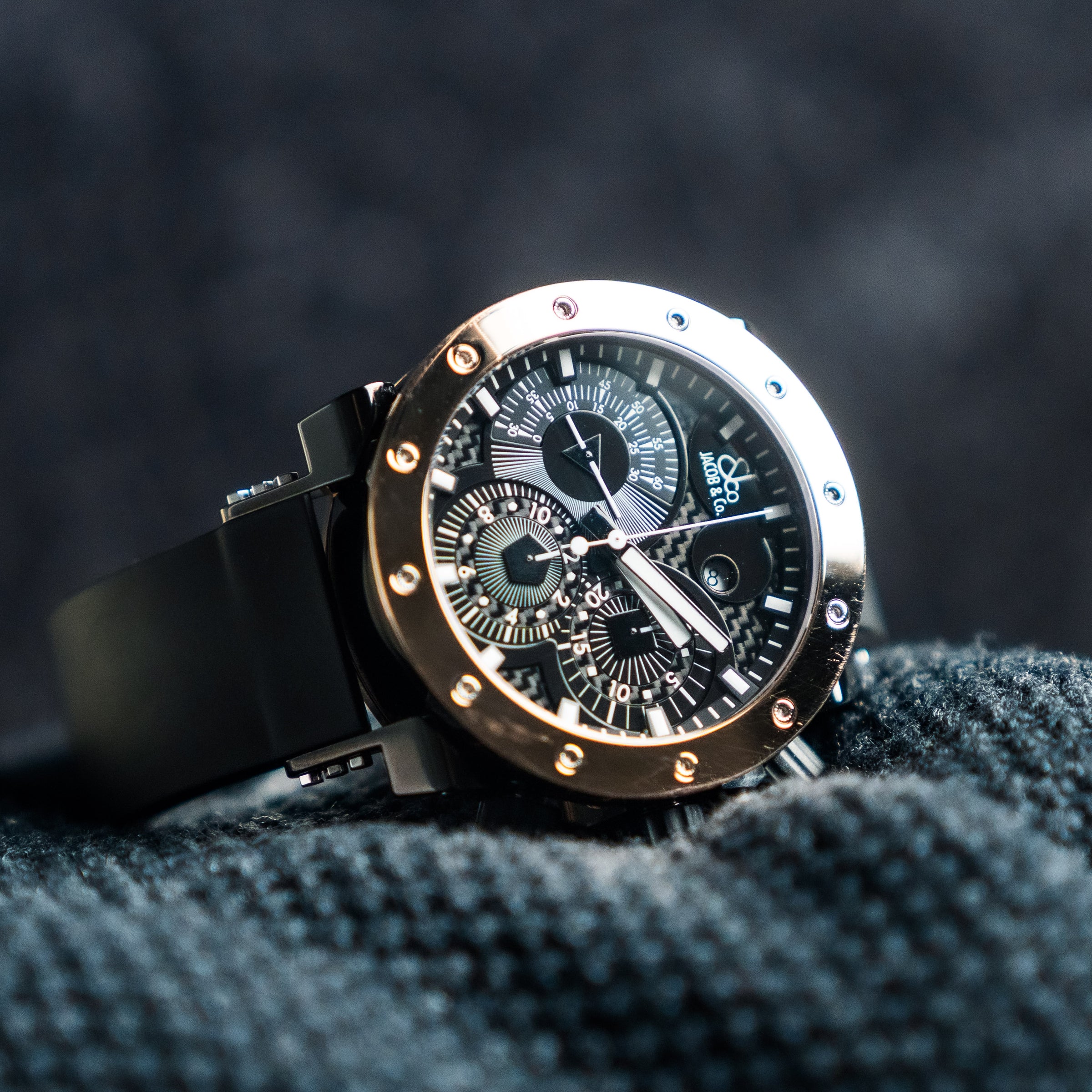 Jacob & Co. Epic II Chronograph – 46.4mm Rose Gold & Black – Ref. E2-PRGBCB