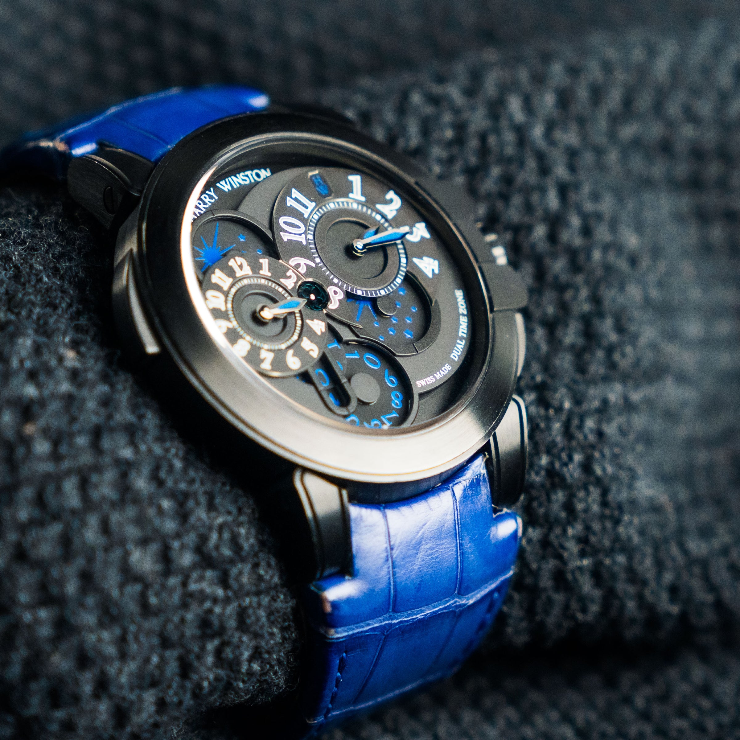 HARRY WINSTON, REF. 400-MATZ44ZK, OCEAN DUAL-TIME ZONE, A LIMITED EDITION STEEL PVD DUAL-TIME