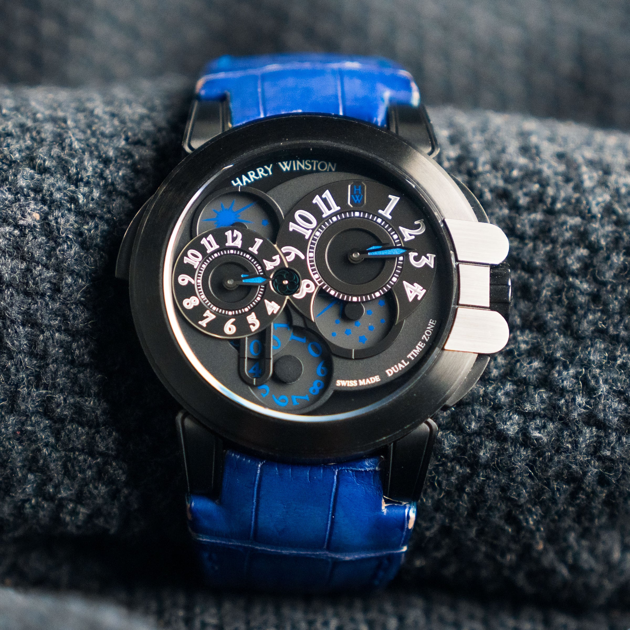 HARRY WINSTON, REF. 400-MATZ44ZK, OCEAN DUAL-TIME ZONE, A LIMITED EDITION STEEL PVD DUAL-TIME