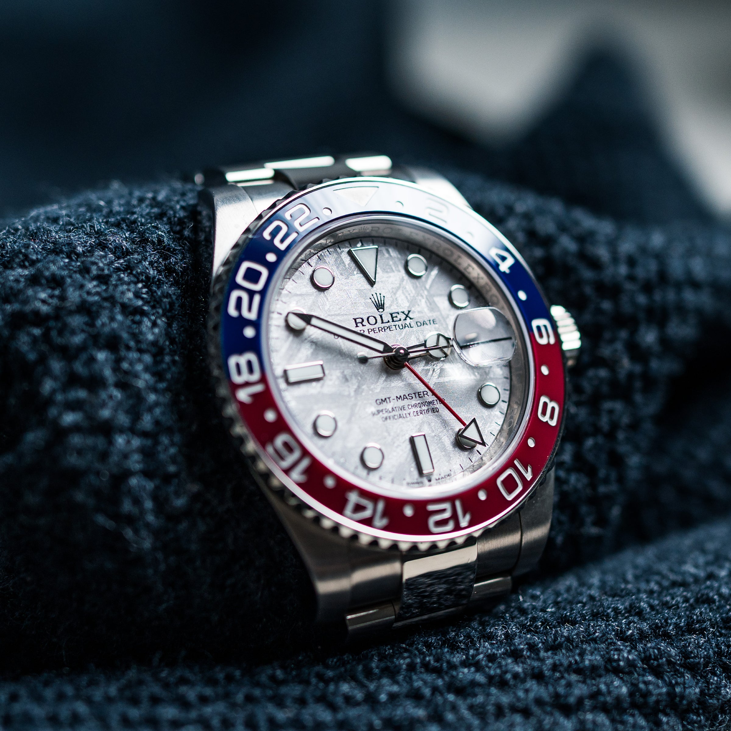 Meteorite Year 2024 Frame Size Art Work Size Reference Number 126719BLRO Model GMT-Master II Bracelet Material White Gold Case Material White Gold Box/Papers Yes Movement Automatic Case Size 40mm