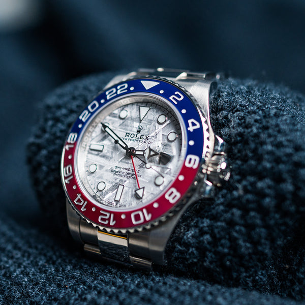 Meteorite Year 2024 Frame Size Art Work Size Reference Number 126719BLRO Model GMT-Master II Bracelet Material White Gold Case Material White Gold Box/Papers Yes Movement Automatic Case Size 40mm