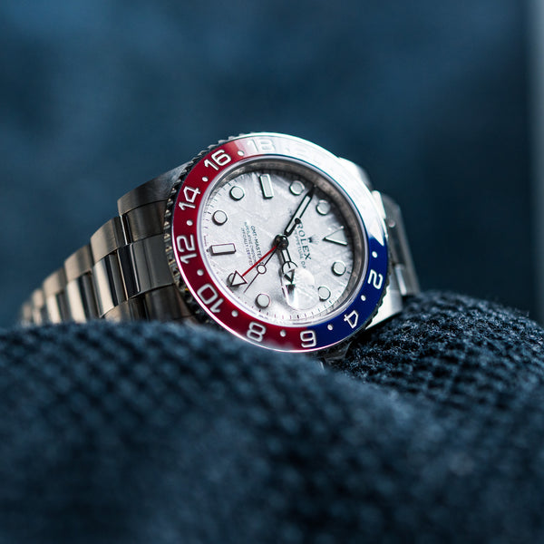 Meteorite Year 2024 Frame Size Art Work Size Reference Number 126719BLRO Model GMT-Master II Bracelet Material White Gold Case Material White Gold Box/Papers Yes Movement Automatic Case Size 40mm