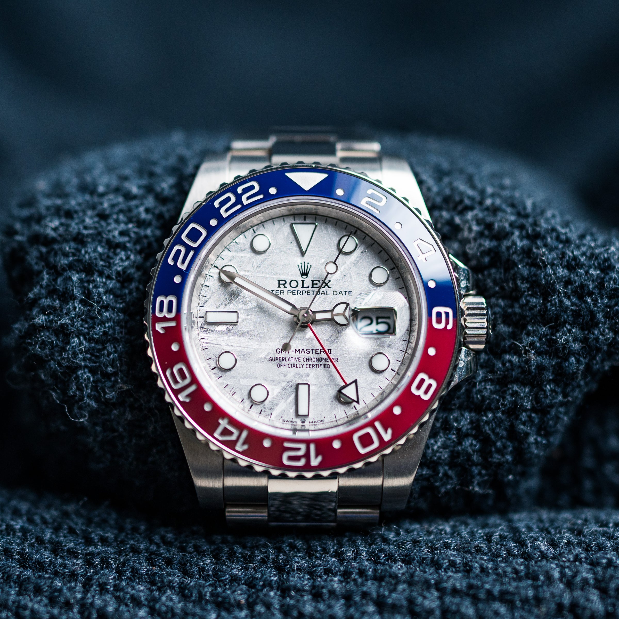 Meteorite Year 2024 Frame Size Art Work Size Reference Number 126719BLRO Model GMT-Master II Bracelet Material White Gold Case Material White Gold Box/Papers Yes Movement Automatic Case Size 40mm