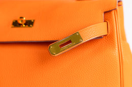 Hermes Kelly 32 With Strap And Twilly Orange Togo