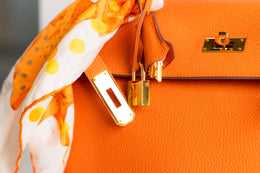 Hermes Kelly 32 With Strap And Twilly Orange Togo