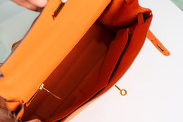 Hermes Kelly 32 With Strap And Twilly Orange Togo