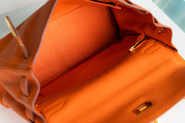 Hermes Kelly 32 With Strap And Twilly Orange Togo