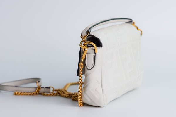 Fendi Baguette Mini White Leather Single Flap