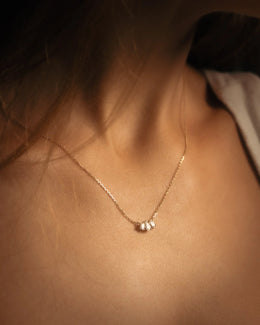 Dainty 0.44ct Lab Grown Diamond Three-Stone Necklace in 14k Yellow Gold