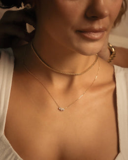 Dainty 0.44ct Lab Grown Diamond Three-Stone Necklace in 14k Yellow Gold - photo 2