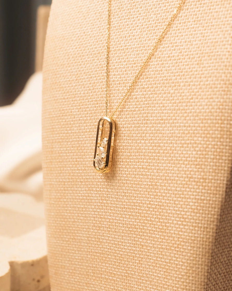 Modern 1.24ct Lab Grown Diamond Bar Pendant Necklace in 14k Yellow Gold