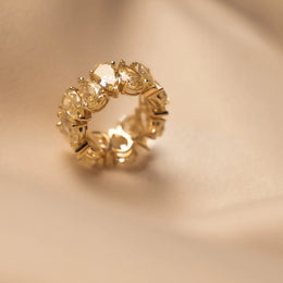 Radiant 17.23ct Lab Grown Pear Cut Yellow Diamond Band in 14k Yellow Gold