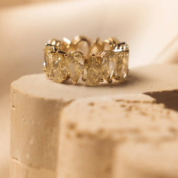 Radiant 17.23ct Lab Grown Pear Cut Yellow Diamond Band in 14k Yellow Gold - photo 2