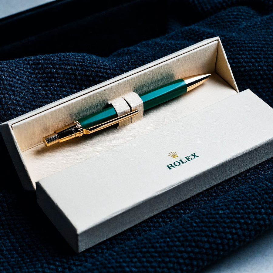 Rolex Emerald Executive Gold Hex Ballpoint Pen AD VIP Gift