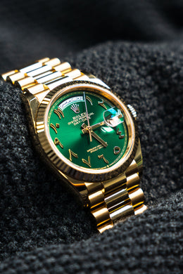 Rolex Day-Date 36 Yellow Gold Green Arabic Dial 128238