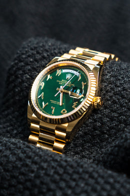 Rolex Day-Date 36 Yellow Gold Green Arabic Dial 128238