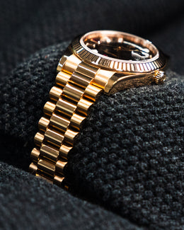 Rolex Day-Date II Everose Gold Ruby Diamond Black Dial 41mm 218235