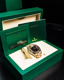 Rolex Day-Date II Everose Gold Ruby Diamond Black Dial 41mm 218235
