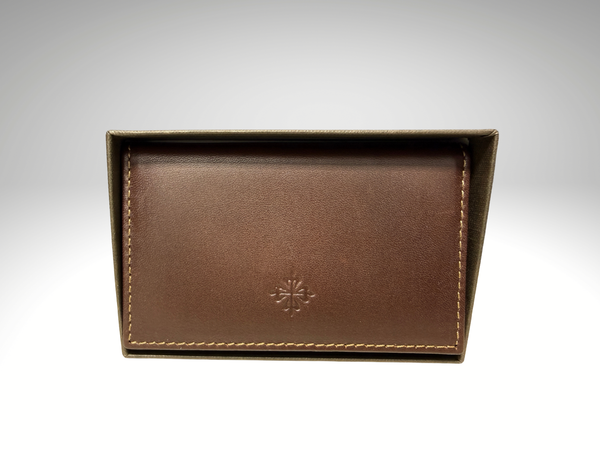 Patek Philippe Brown Leather Cardholder Wallet With Magnetic Closure