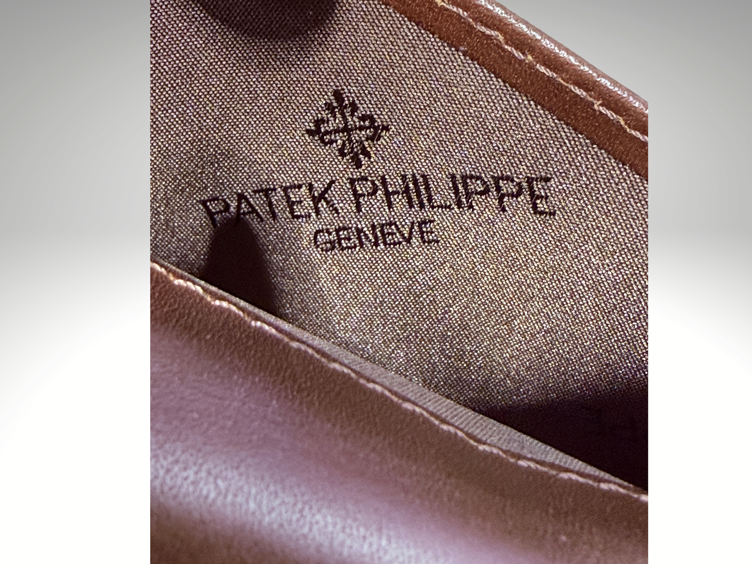 Patek Philippe Brown Leather Cardholder Wallet With Magnetic Closure