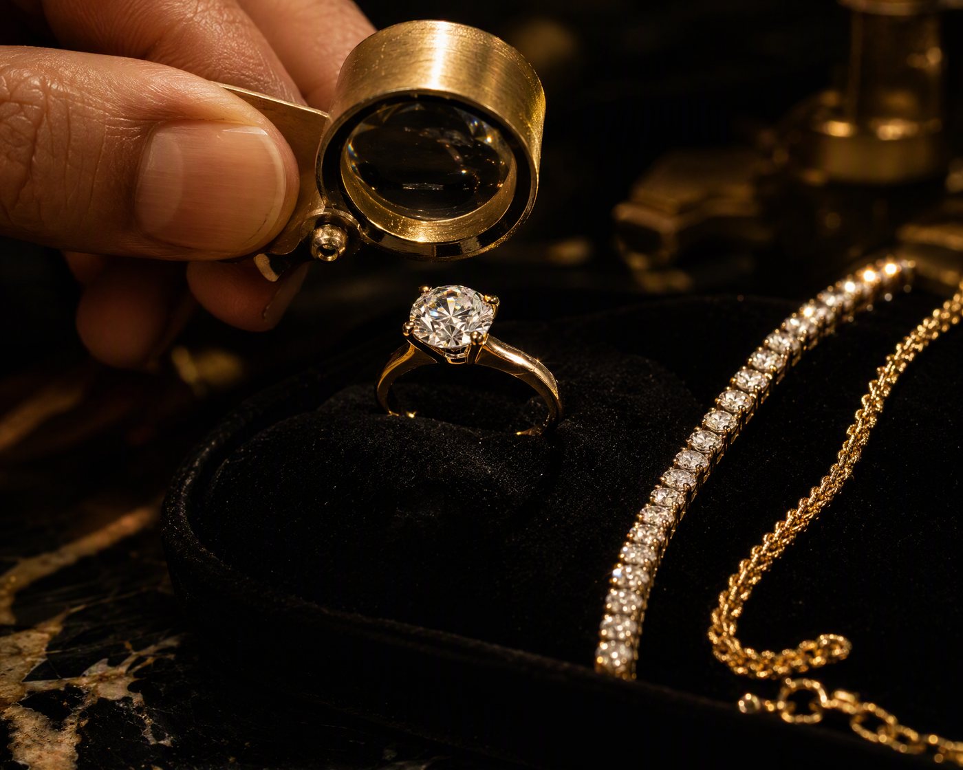 Every stone, every setting, examined.